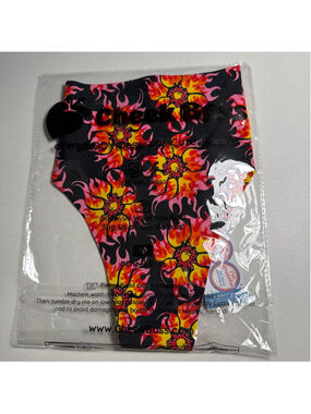 Cheek Boss black & pink flame print thong Size XL NWT
